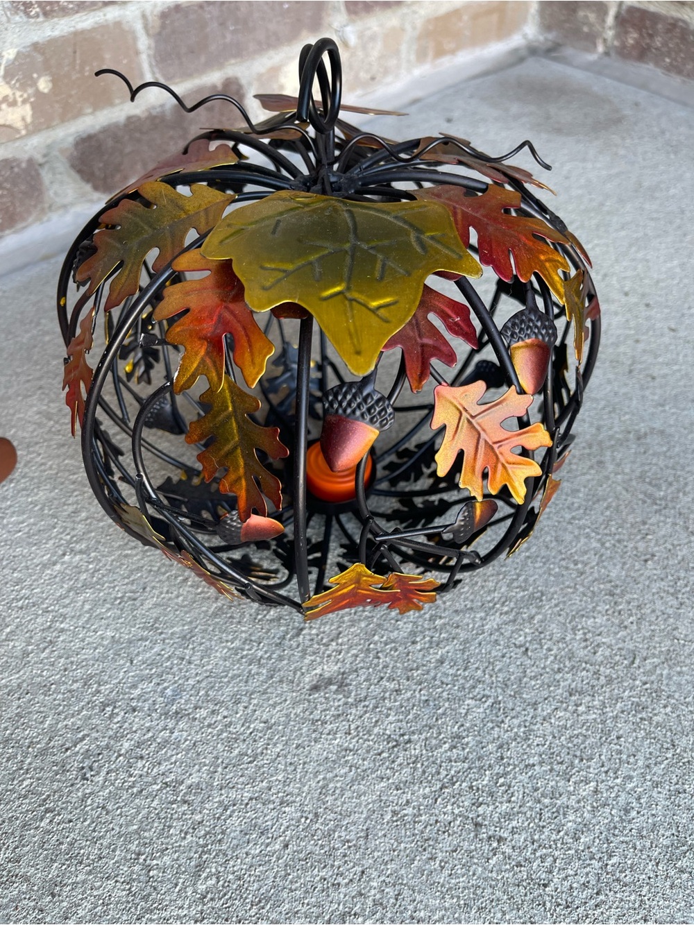 Autumn Leaf Metal Pumpkin Accent - Fall Table Decor